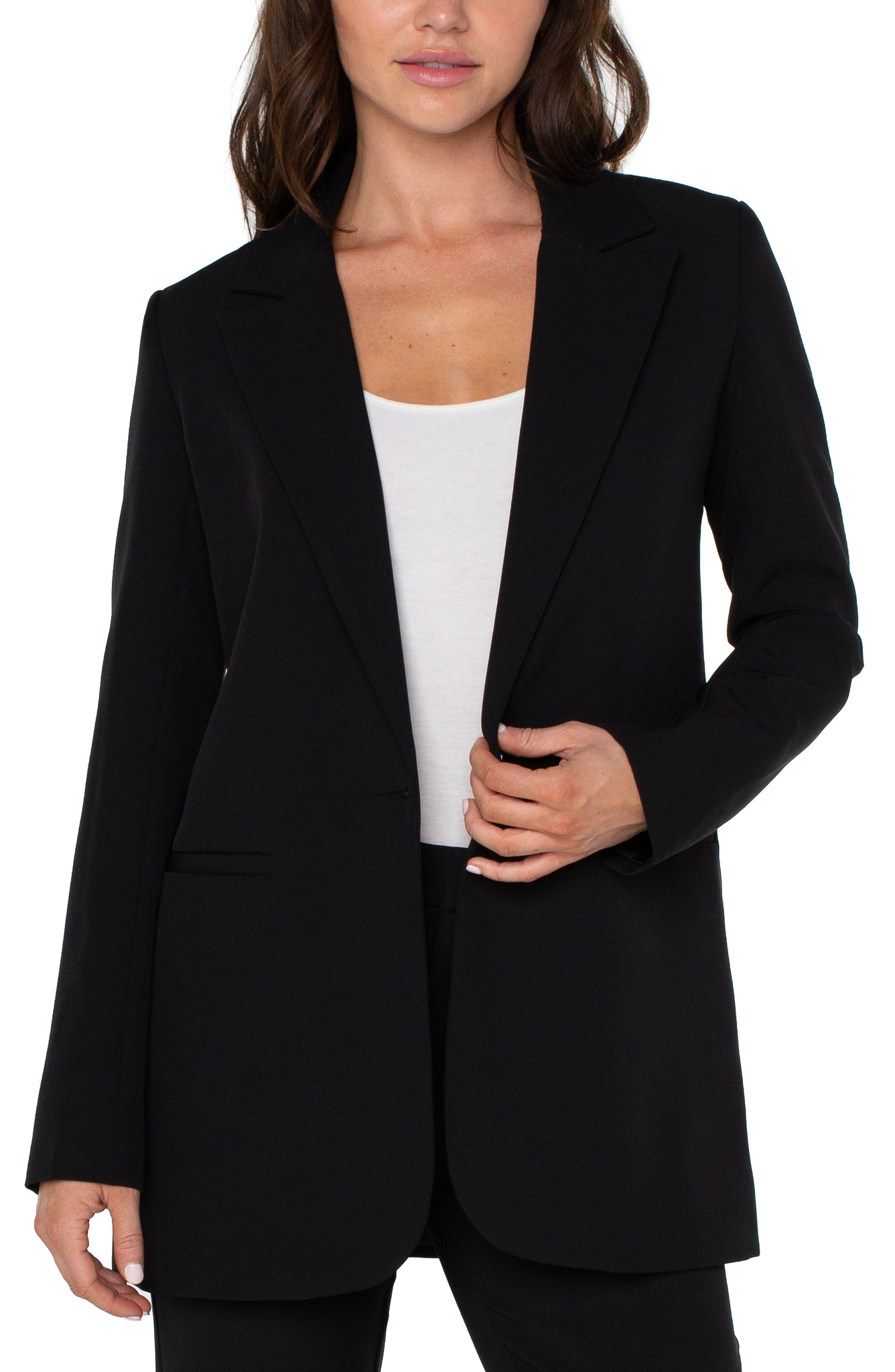 Button Front Boyfriend Blazer | Black