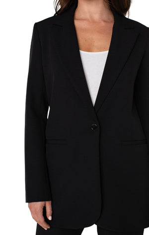 Button Front Boyfriend Blazer | Black