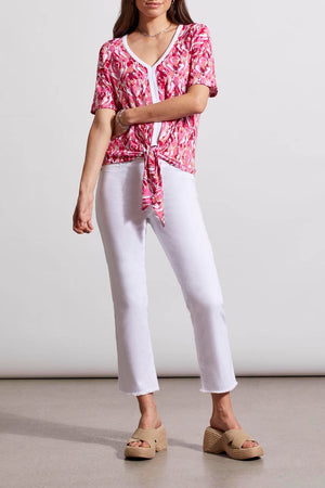 Short Sleeve V Neck Top w/ front knot | FruitPunch