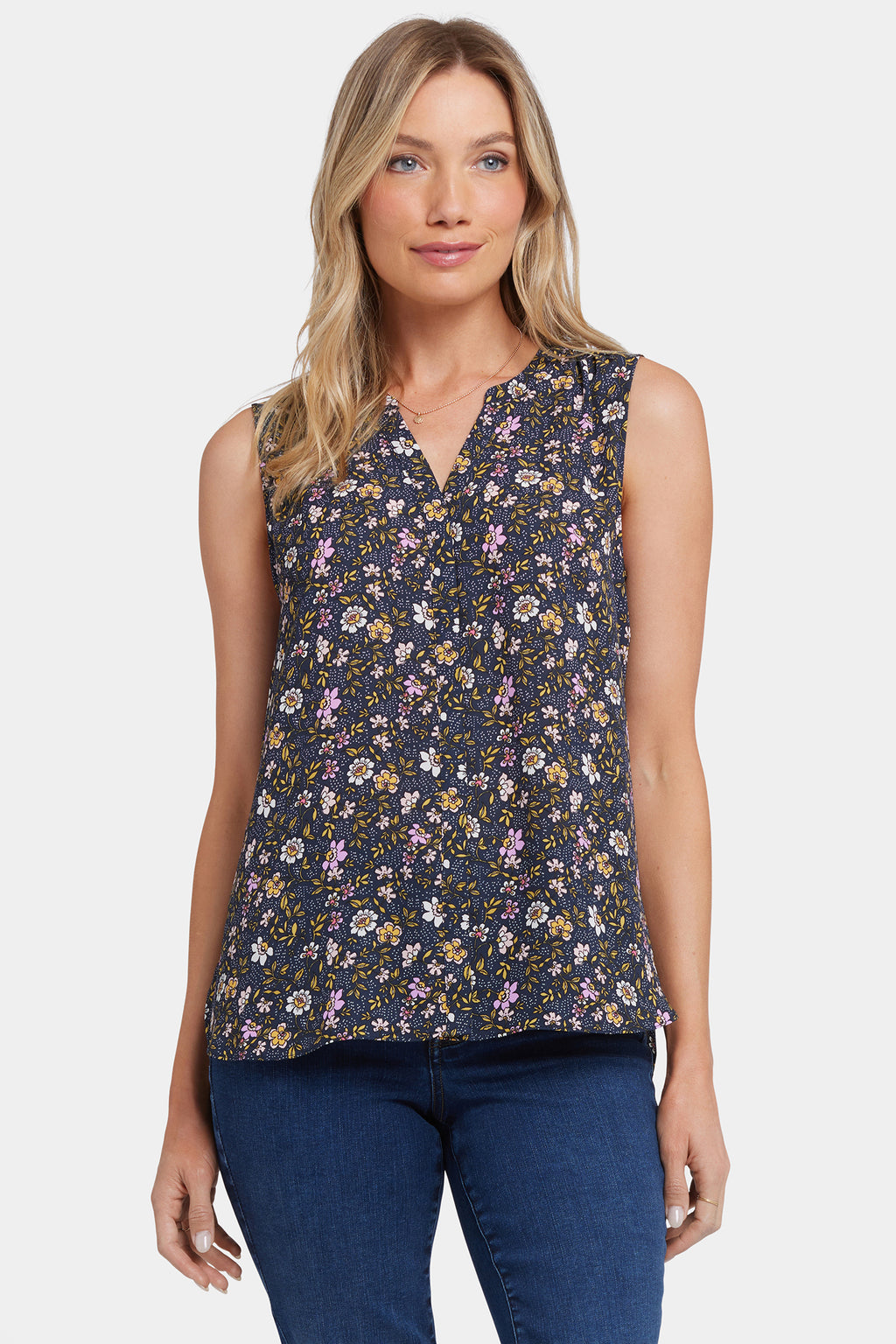 Sleeveless Pintuck Blouse