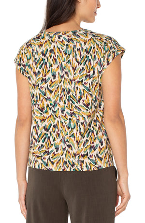 Boat Neck Dolman Knit Top W/ Shoulder Pleats