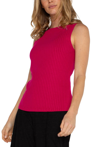 Sleeveless Boat Neck Rib Knit Top | Star Ruby