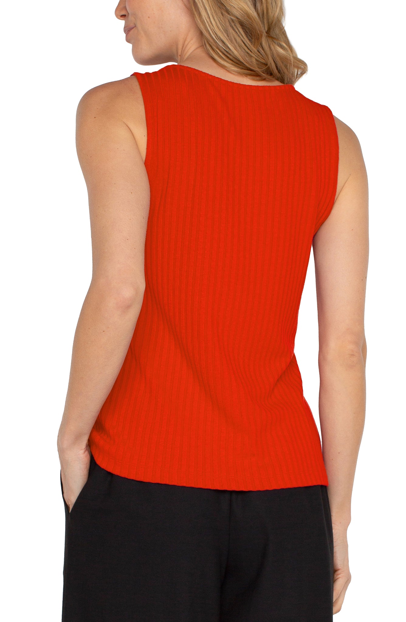Sleeveless Boat Neck Rib Knit Top | Burnt Orange