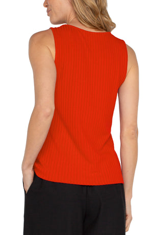 Sleeveless Boat Neck Rib Knit Top | Burnt Orange