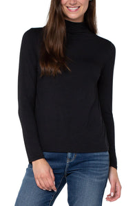 Mock Neck Long Sleeve Top | Black