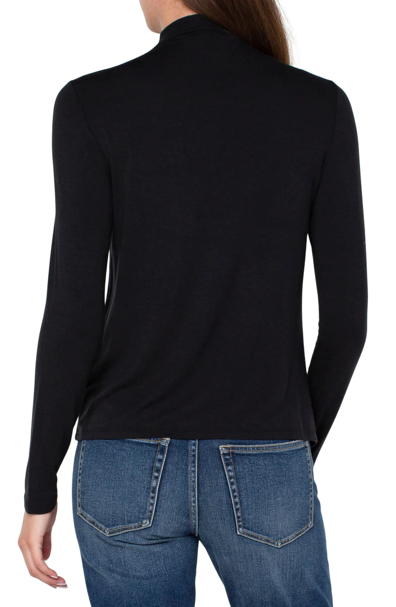 Mock Neck Long Sleeve Top | Black