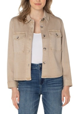 Cropped Shirt Jacket | Biscuit Tan