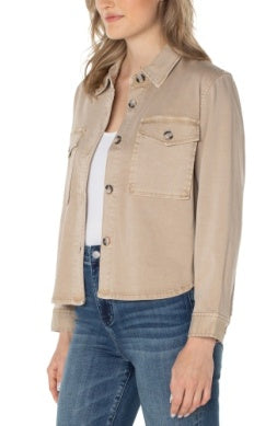 Cropped Shirt Jacket | Biscuit Tan