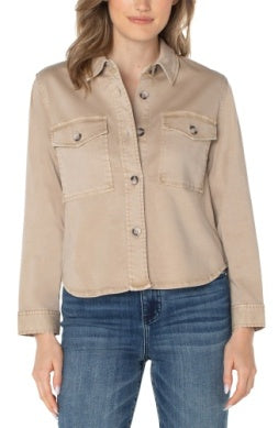 Cropped Shirt Jacket | Biscuit Tan