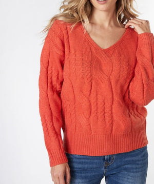 V-Neck Cable Sweater