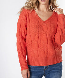 V-Neck Cable Sweater