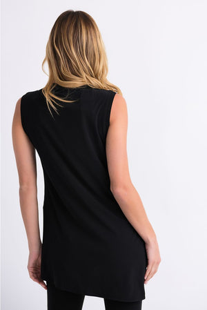 Sleeveless V-neck Drape Top | Black