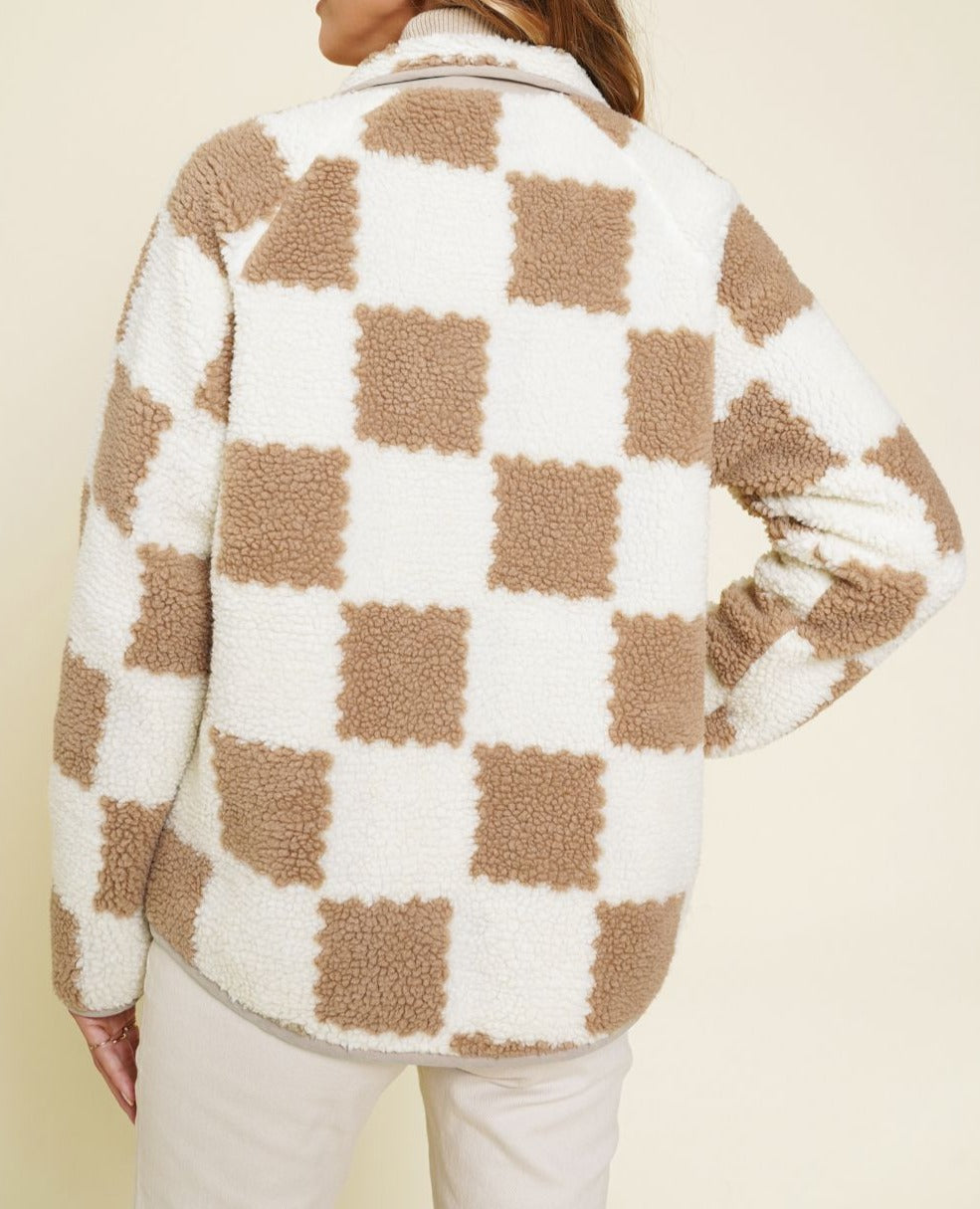 Checker Fleece Jacket | Latte