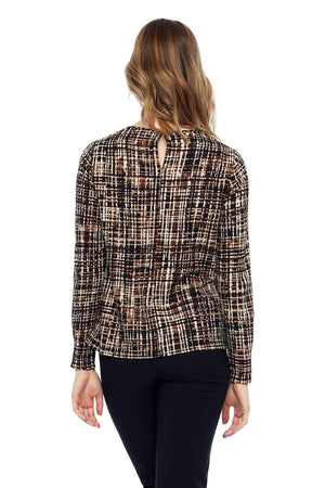 Wicker Crepe Long sleeve top |  Wicker Brown