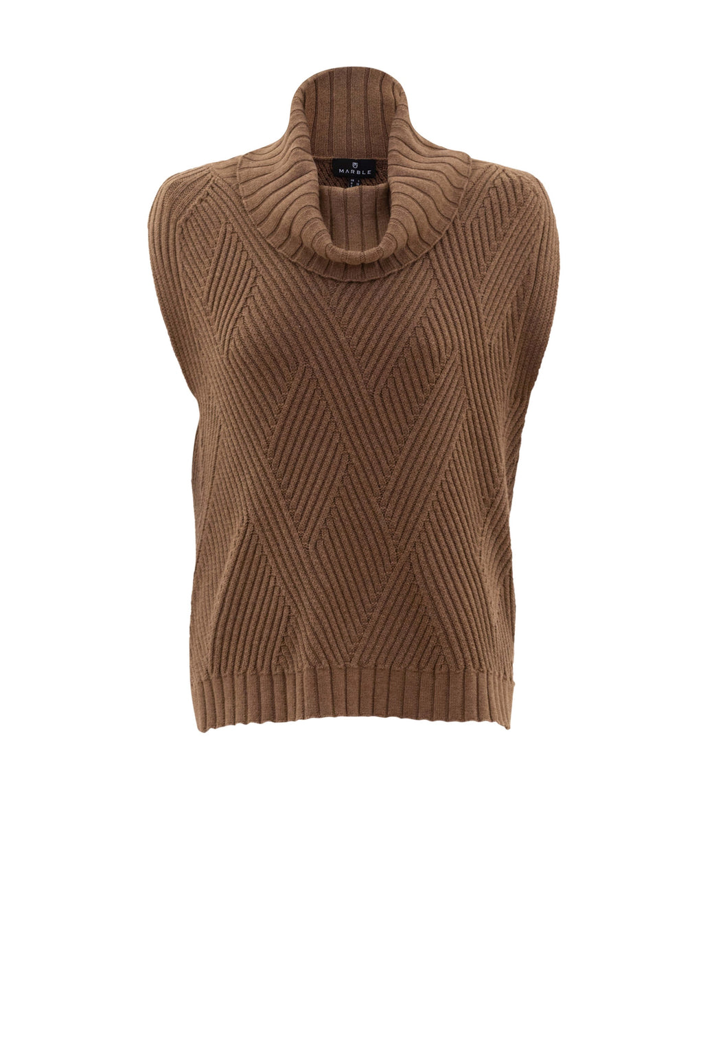 Turtle Neck Sweater Vest |  Camel