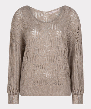 Open Knit Sweater With Lurex | Sand