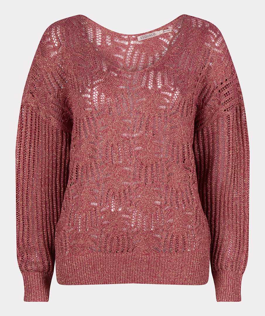 Open Knit Sweater With Lurex | Pink