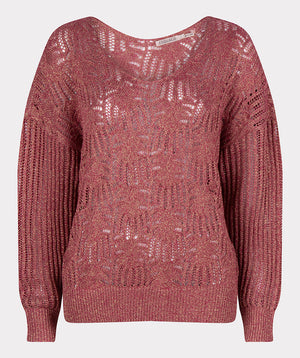 Open Knit Sweater With Lurex | Pink