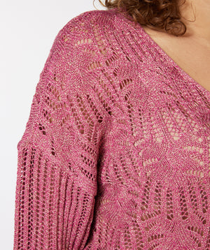 Open Knit Sweater With Lurex | Pink
