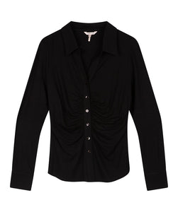 Ruched Button up Blouse | Black