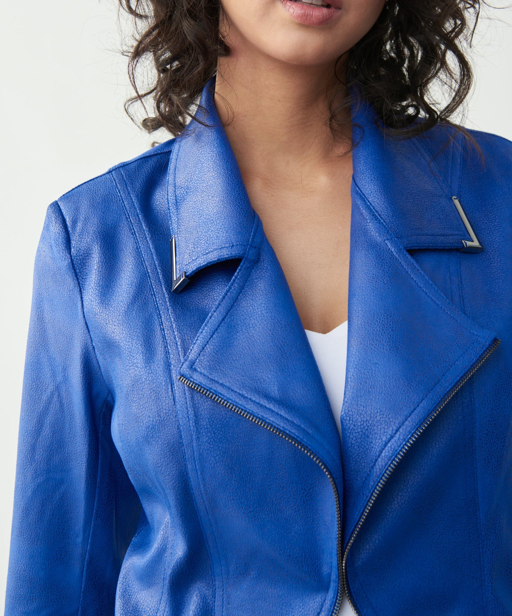 Faux Leather Moto Jacket | Royal Sapphire