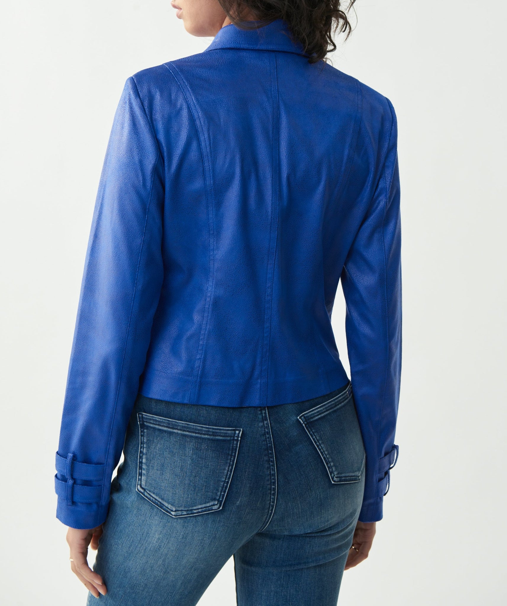 Faux Leather Moto Jacket | Royal Sapphire