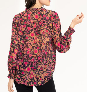 Split Neck Floral Blouse | Punch Combo