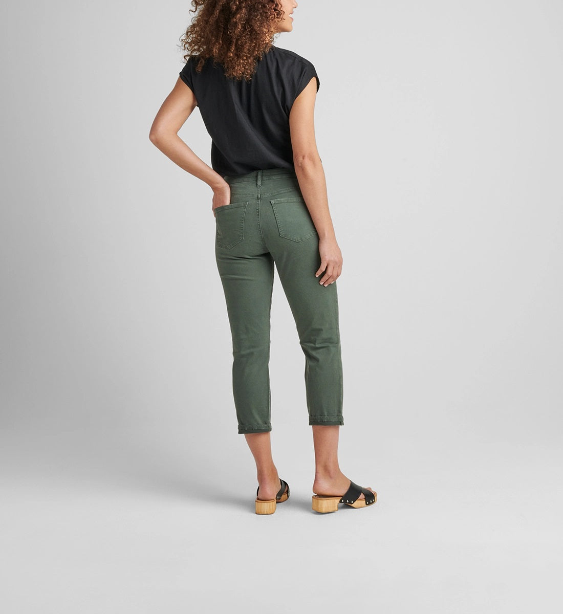 Cecilia Mid Rise Capri Jeans | Olive
