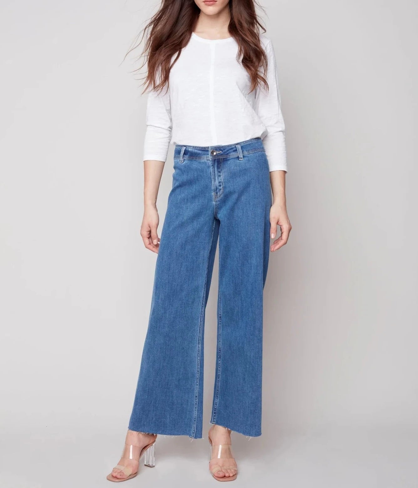 Wide Leg Blue Jeans | Medium Blue