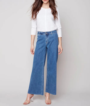 Wide Leg Blue Jeans | Medium Blue