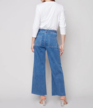 Wide Leg Blue Jeans | Medium Blue