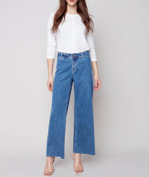 Wide Leg Blue Jeans | Medium Blue