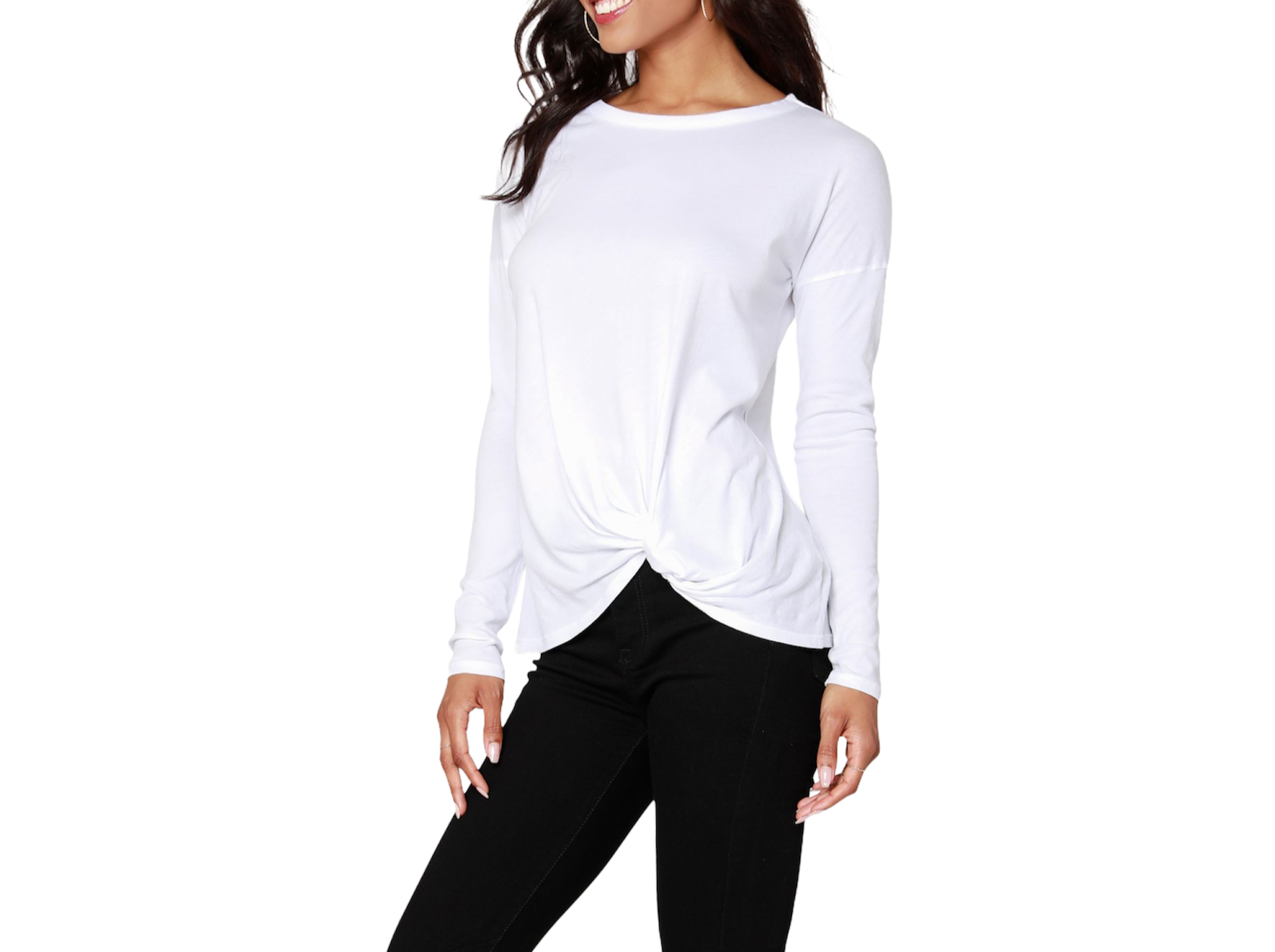 Long Sleeve White Cotton Tee