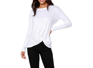 Long Sleeve White Cotton Tee