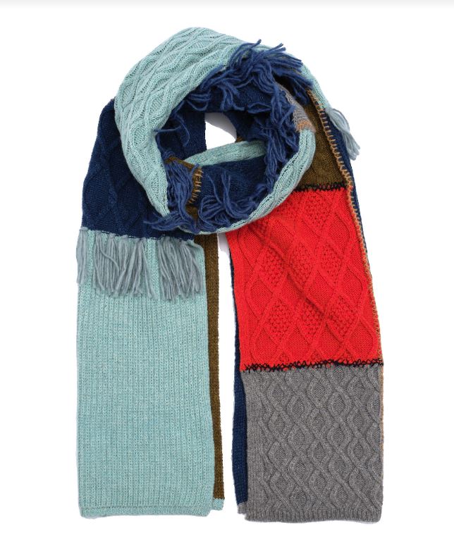 Cable Patchwork Scarf | Deep Teal