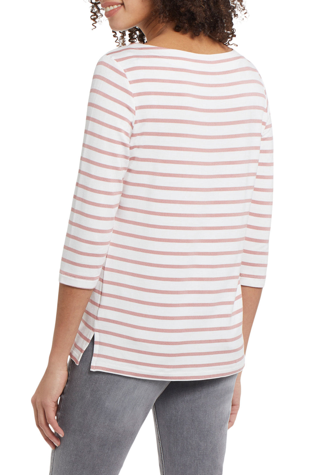 Striped 3/4 Sleeve Boatneck Top | Spice Tea