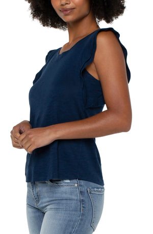 Double Layer Knit Top | Navy