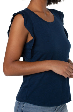 Double Layer Knit Top | Navy