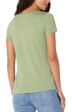 slim fit v neck slub knit tee