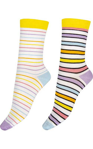Pastel Stripe Bamboo Socks (2 Pair in Pack) | Pretty Polly